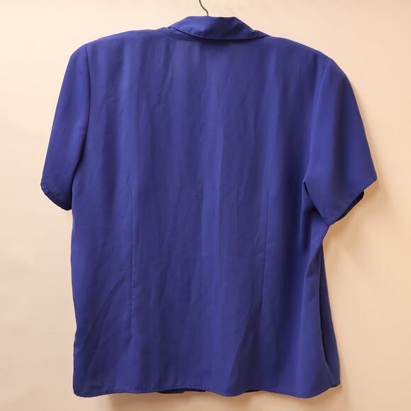 Element Blue Blouse Button Front Size 2XL Short Sleeves Collar Shldr Inserts - Picture 10 of 16
